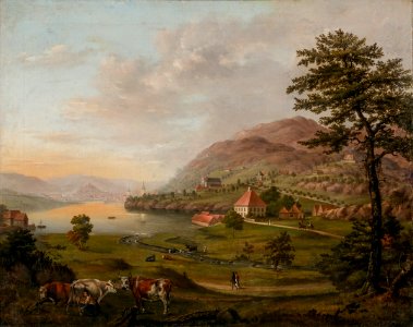 Johan Christian Dahl - Bergen seen from Møllendal - Fra Møllendal - KODE Art Museums and Composer Homes - BB.M.00382. Free illustration for personal and commercial use.