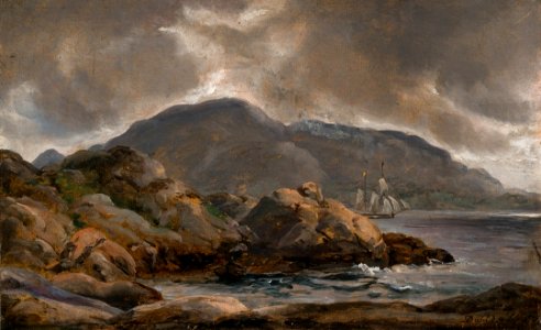 Johan Christian Dahl - Coast near Bergen - Fra Bergensleden - KODE Art Museums and Composer Homes - BB.M.00334. Free illustration for personal and commercial use.