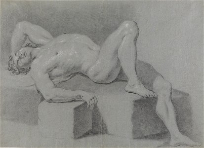 Johan Christian Dahl - Liggende mannsakt. - Nasjonalmuseet - NG.K&H.B.02616