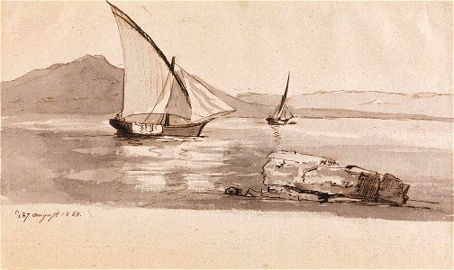 Johan Christian Dahl - Feluccas in the Bay of Naples - Felukker i Napoli-golfen - Nasjonalmuseet - NG.K&H.B.05238