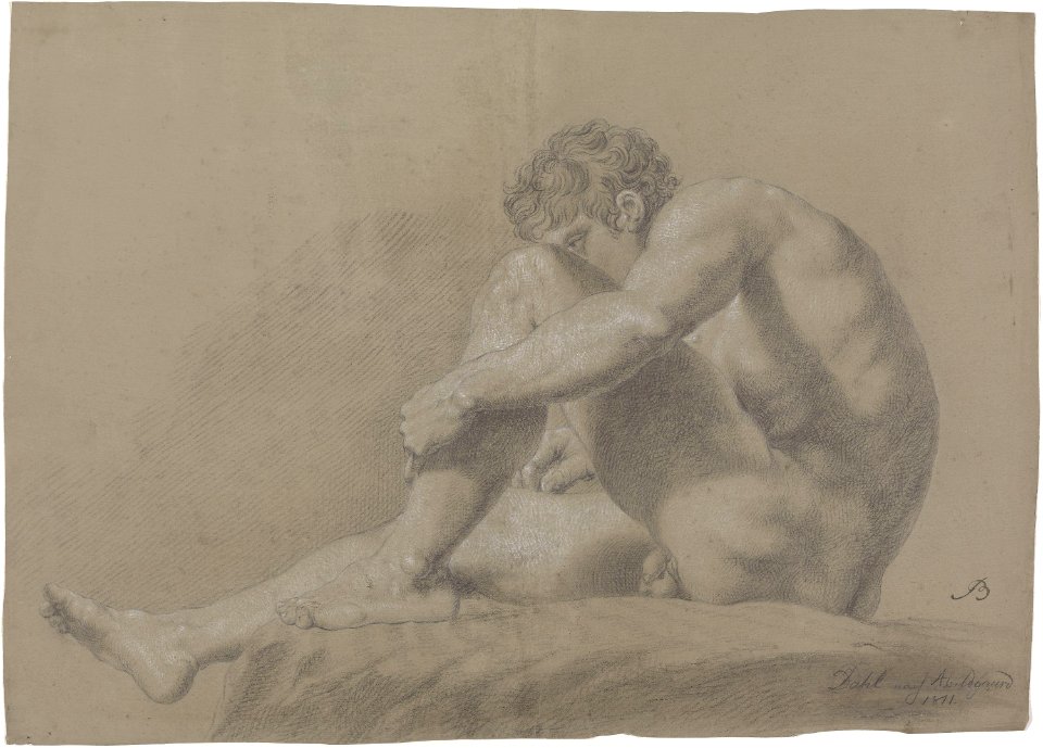 Johan Christian Dahl - Sittende mannsakt. Etter Nicolai Abildgaard - Nasjonalmuseet - NG.K&H.B.02614