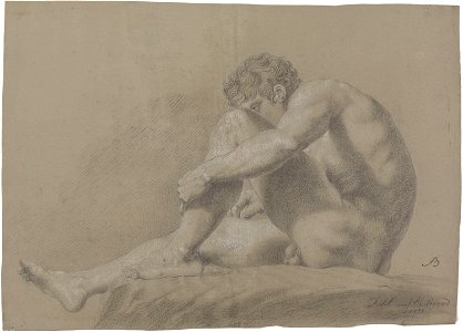 Johan Christian Dahl - Sittende mannsakt. Etter Nicolai Abildgaard - Nasjonalmuseet - NG.K&H.B.02614