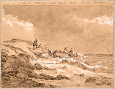 Johan Christian Dahl - Stranded Ship - Strandet skip - KODE Art Museums and Composer Homes - BB.B.00706