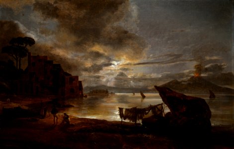Johan Christian Claussen Dahl - Bugten ved Napoli i måneskin (1821)