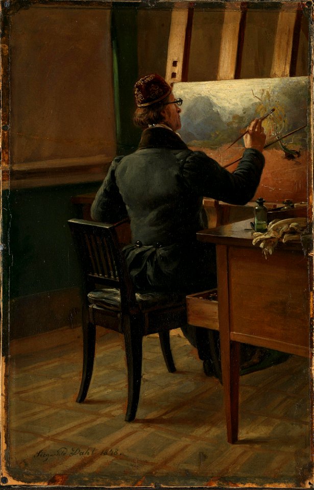 Siegwald Dahl - The Painter J.C. Dahl at his Easel - NG.M.00424 - Andreas Aubert