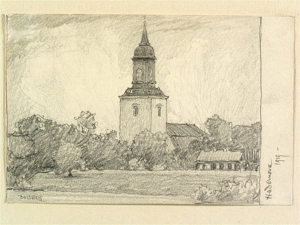 Dalarna, Hedemora kyrka. Teckning av Ferdinand Boberg - Nordiska museet - NMA.0089539