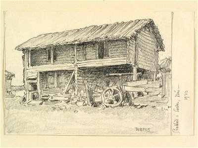 Dalarna, Nås sn. Svalbod i Sveden. Nås. Teckning av Ferdinand Boberg - Nordiska museet - NMA.0088140