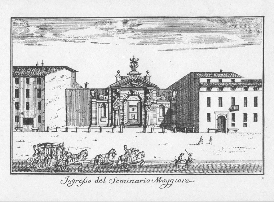 Dal Re, Marc'Antonio (1697-1766) - Vedute di Milano - 32 - Ingresso del Seminario Maggiore - ca. 1745