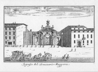 Dal Re, Marc'Antonio (1697-1766) - Vedute di Milano - 32 - Ingresso del Seminario Maggiore - ca. 1745