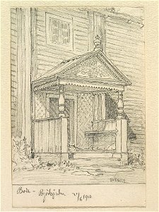 Dalarna, Boda sn., Boda, Björkgården. Teckning av Ferdinand Boberg - Nordiska museet - NMA.0088076