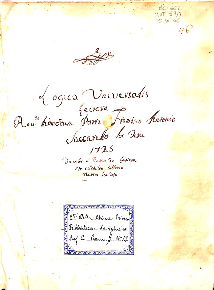 Dal Pozzo della Cisterna. Assieme di 6 manoscritti del XVIII secolo appartenuti a Jacomo del Pozzo di Lettiera