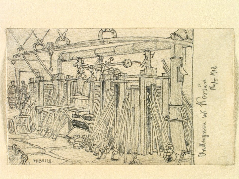 Dalarna, Sundborns sn. Vallugnen vid Korsån . Teckning av Ferdinand Boberg - Nordiska museet - NMA.0088771