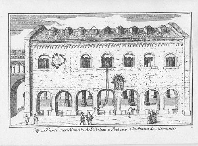 Dal Re, Marc'Antonio (1697-1766) - Vedute di Milano - 44 - Parte meridionale del portico e Pretorio alla Piazza de' Mercanti - ca. 1745