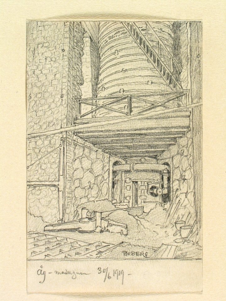 Dalarna, Svärdsjö sn., Åg. Masugn. Teckning av Ferdinand Boberg - Nordiska museet - NMA.0088798