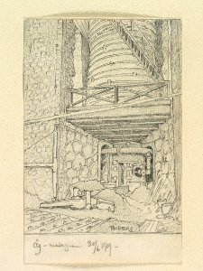 Dalarna, Svärdsjö sn., Åg. Masugn. Teckning av Ferdinand Boberg - Nordiska museet - NMA.0088798