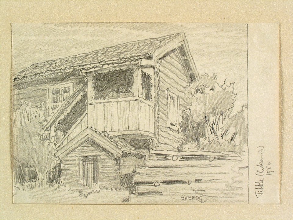 Dalarna, Leksands sn., Tibble. Teckning av Ferdinand Boberg - Nordiska museet - NMA.0088106