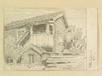 Dalarna, Leksands sn., Tibble. Teckning av Ferdinand Boberg - Nordiska museet - NMA.0088106