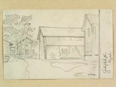 Dalarna, Söderbärke sn., Gärdsjöbohyttan. Teckning av Ferdinand Boberg - Nordiska museet - NMA.0088178