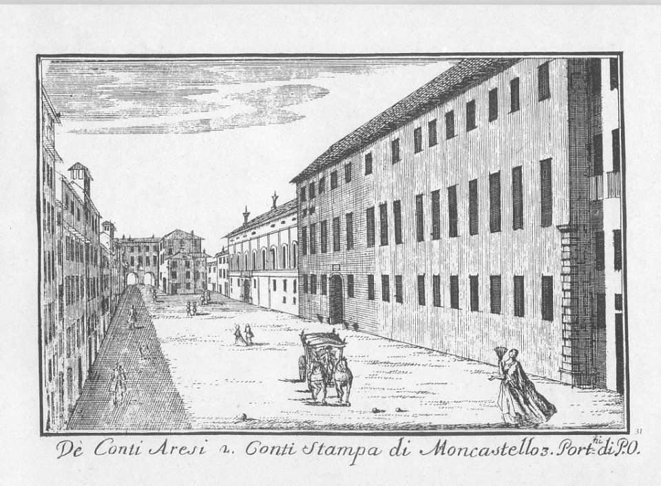 Dal Re, Marc'Antonio (1697-1766) - Vedute di Milano - 31 - Casa Fontana Silvestri e Porta Orientale - ca. 1745