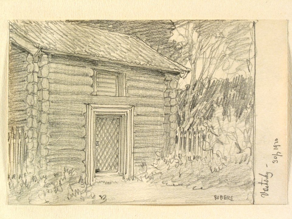 Dalarna, Hedemora sn., Västerby. Teckning av Ferdinand Boberg - Nordiska museet - NMA.0088090