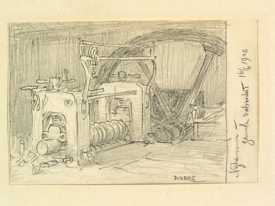 Dalarna, Malingsbo sn. Nyhammar, gamla valsverket. Teckning av Ferdinand Boberg - Nordiska museet - NMA.0088783