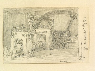 Dalarna, Malingsbo sn. Nyhammar, gamla valsverket. Teckning av Ferdinand Boberg - Nordiska museet - NMA.0088783