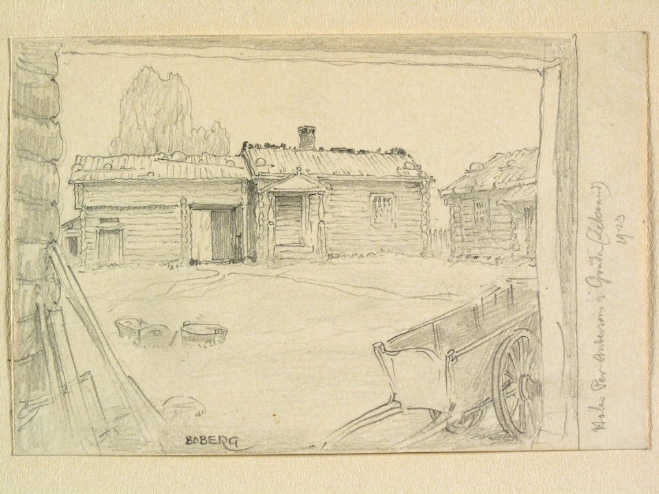 Dalarna, Leksands sn., Gråda, Holas Per Andersons. Teckning av Ferdinand Boberg - Nordiska museet - NMA.0088094