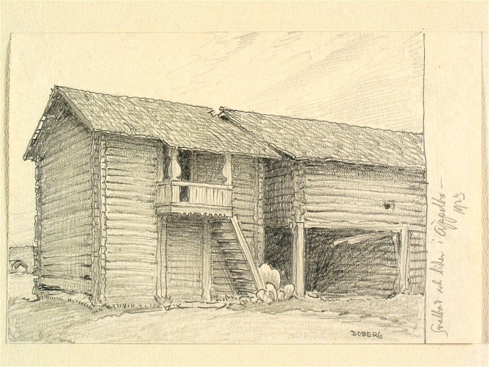 Dalarna, Äppelbo sn. Svalbod och lider i Äppelbo . Teckning av Ferdinand Boberg - Nordiska museet - NMA.0088195