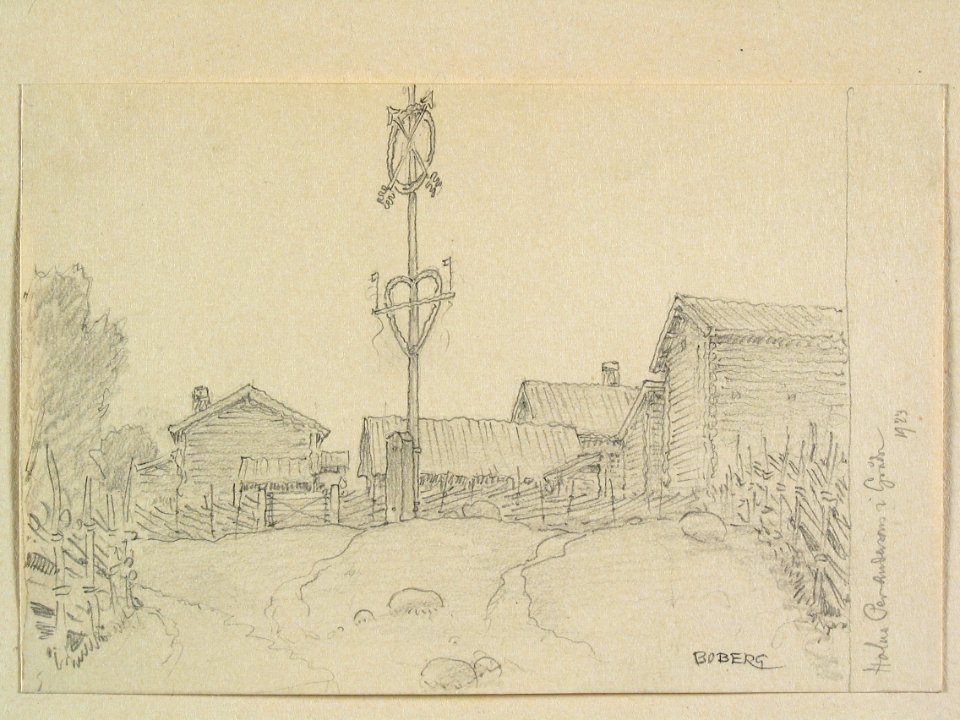 Dalarna, Leksands sn., Gråda, Holas Per Anderson. Teckning av Ferdinand Boberg - Nordiska museet - NMA.0088093