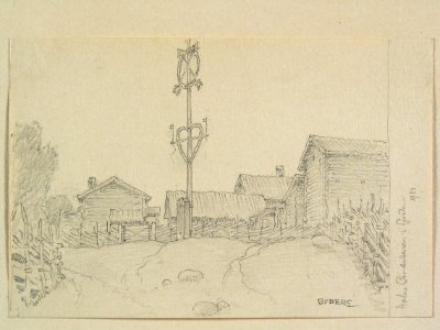 Dalarna, Leksands sn., Gråda, Holas Per Anderson. Teckning av Ferdinand Boberg - Nordiska museet - NMA.0088093