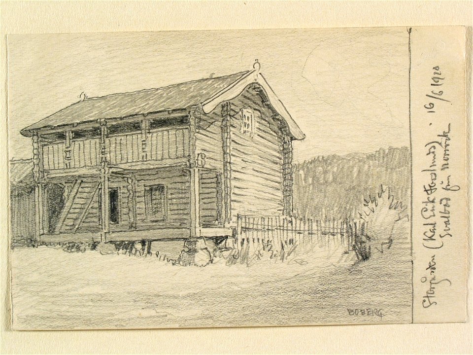 Dalarna, Ludvika sn. Storgården (Karl Erik Forslund). Svalbod från Norrvik - Nordiska museet - NMA.0088791