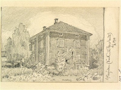 Dalarna, Ludvika sn., Sörvik. Storgården (Karl Erik Forslunds) . Teckning av Ferdinand Boberg - Nordiska museet - NMA.0088790