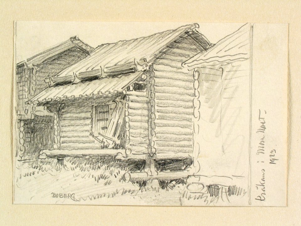 Dalarna, Mora sn., Mora Noret, Kråkans. Teckning av Ferdinand Boberg - Nordiska museet - NMA.0088119