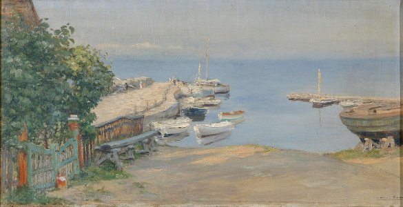 Hans Dall - Sommerdag ved en lystbådehavn