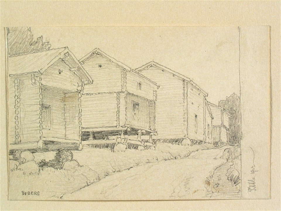 Dalarna, Leksands sn., Tibble. Teckning av Ferdinand Boberg - Nordiska museet - NMA.0088105