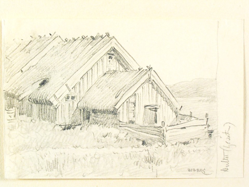 Dalsland, Gesäter, Hultet. Teckning av Ferdinand Boberg - Nordiska museet - NMA.0088018