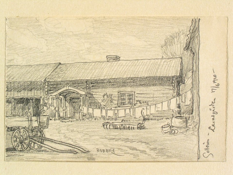 Dalarna, Solleröns sn., Lavasgården. Teckning av Ferdinand Boberg - Nordiska museet - NMA.0088173