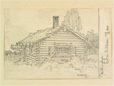 Dalarna, Orsa sn. Skattungbyn, öst om lindorna . Teckning av Ferdinand Boberg - Nordiska museet - NMA.0088143