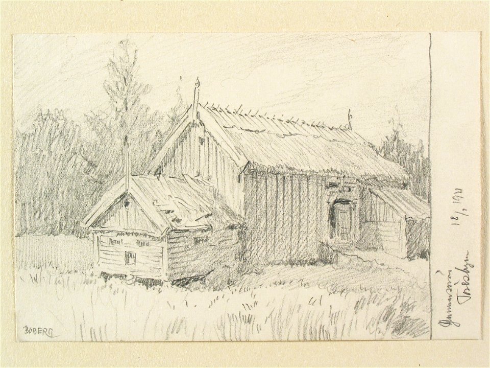 Dalsland, Gunnarsnäs sn., Töresbyn. Teckning av Ferdinand Boberg - Nordiska museet - NMA.0088022