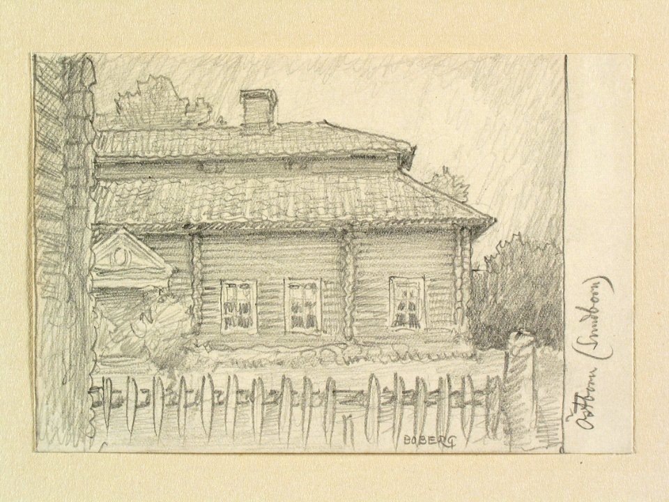 Dalarna, Sundborns sn., Östborn. Teckning av Ferdinand Boberg - Nordiska museet - NMA.0088799