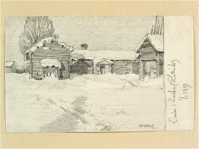 Dalarna, Rättviks sn., Backa, Lisslas. Teckning av Ferdinand Boberg - Nordiska museet - NMA.0088150