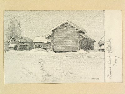 Dalarna, Rättviks sn., Backa, Lisslas. Teckning av Ferdinand Boberg - Nordiska museet - NMA.0088149