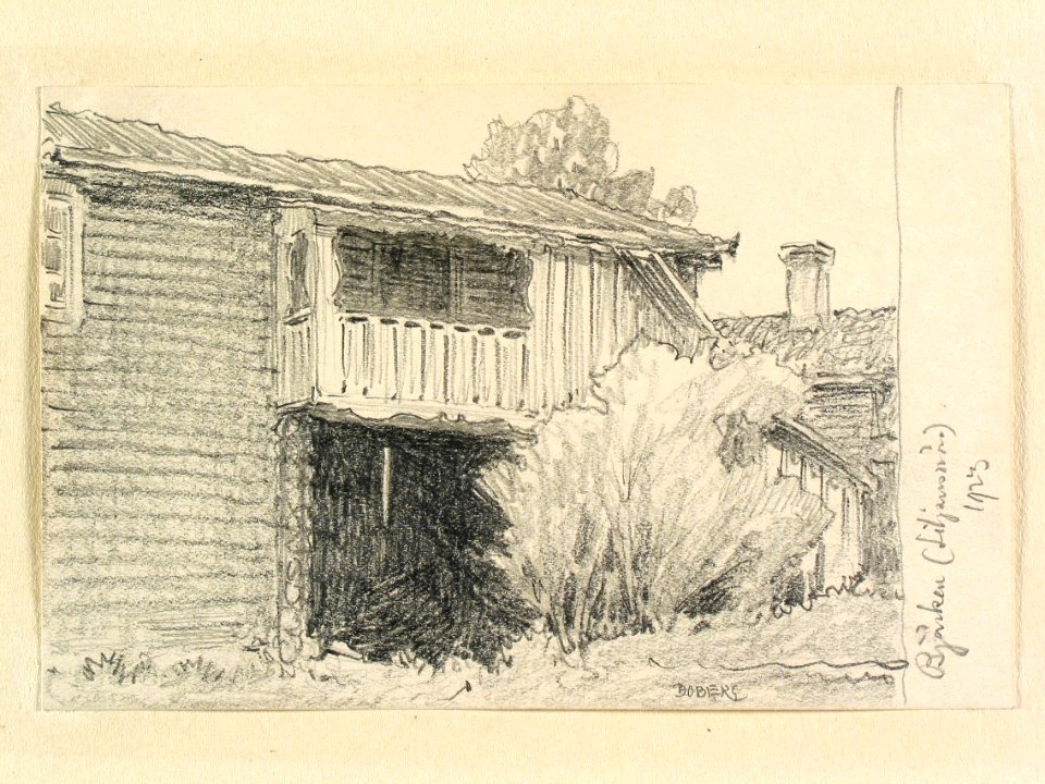 Dalarna, Siljansnäs sn., Björken. Teckning av Ferdinand Boberg - Nordiska museet - NMA.0088164