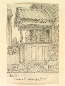 Dalarna, Rättviks sn. Knutes, Lisselskog. Teckning av Ferdinand Boberg - Nordiska museet - NMA.0088160