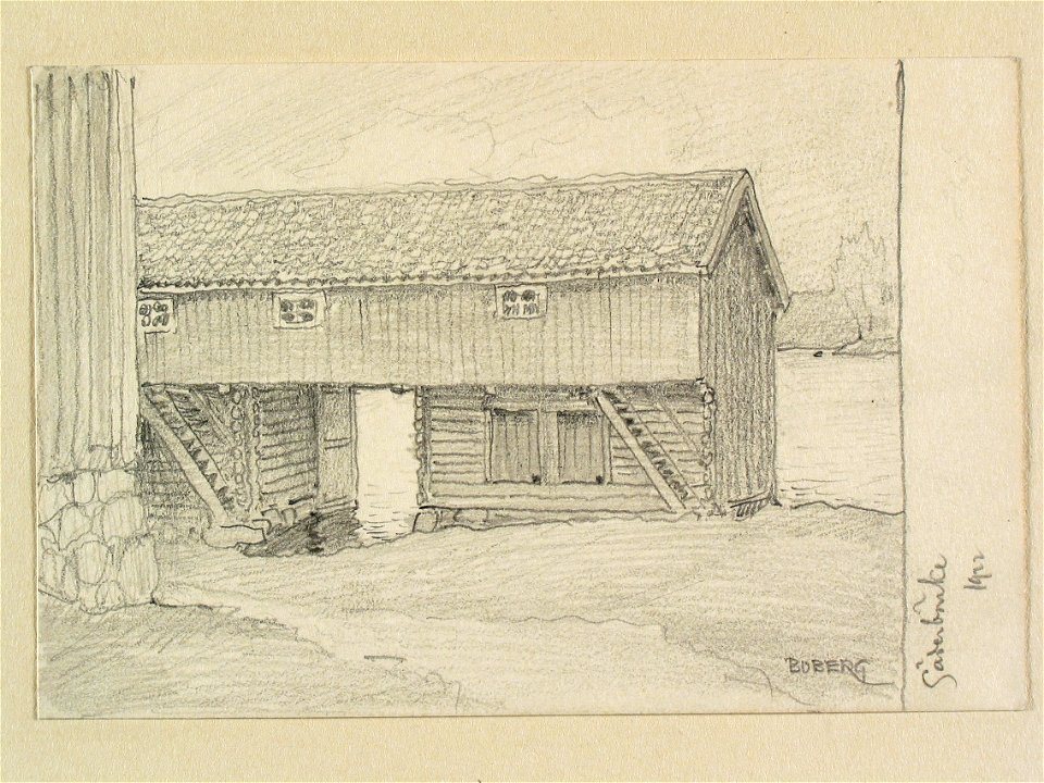 Dalarna, Söderbärke sn., Söderbärke. Teckning av Ferdinand Boberg - Nordiska museet - NMA.0088181
