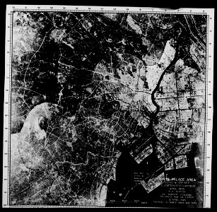 Damage assessment aerial photo for Bombing of Tokyo in 1945 ndl 3984258 48. Free illustration for personal and commercial use.