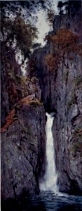 Dalegarth Force, Eskdale - The English Lakes - A. Heaton Cooper. Free illustration for personal and commercial use.