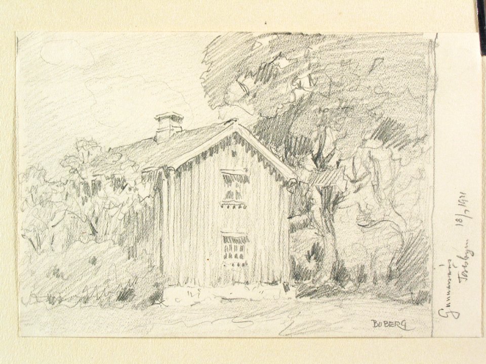 Dalsland, Nordals hd., Gunnarsnäs sn., Töresbyn. Teckning av Ferdinand Boberg - Nordiska museet - NMA.0088023