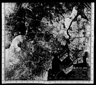 Damage assessment aerial photo for Bombing of Tokyo in 1945 ndl 3984258 49. Free illustration for personal and commercial use.