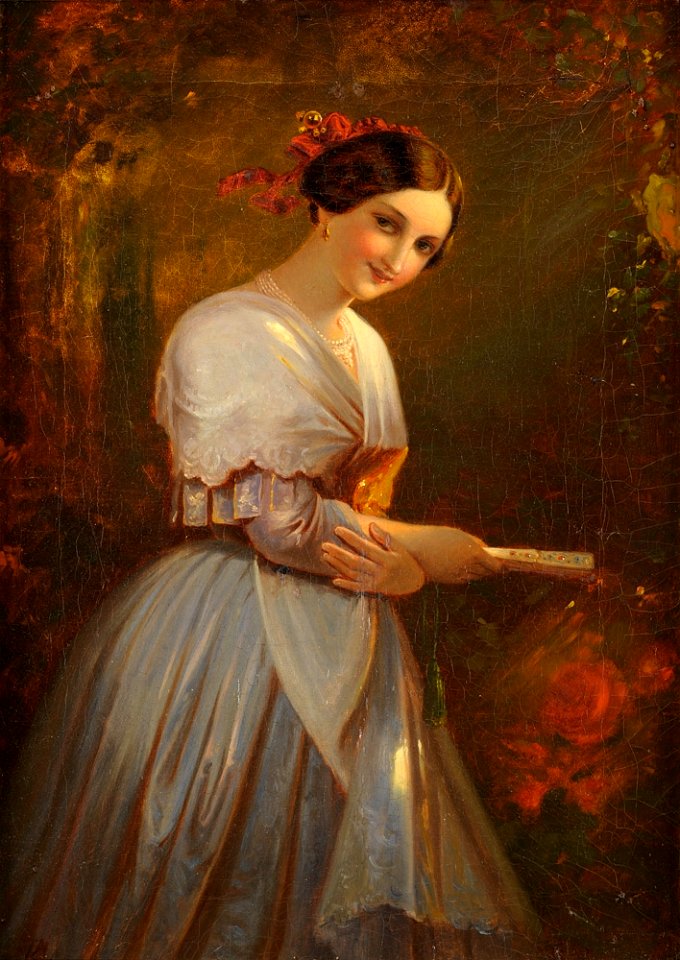 Dame mit Fächer 19Jh